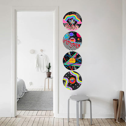 HK Studio Hippie Decor, Posters for Room Aesthetic, Galaxy - Record Decor, Music Themed Party Decorations, 4 Pcs 12"