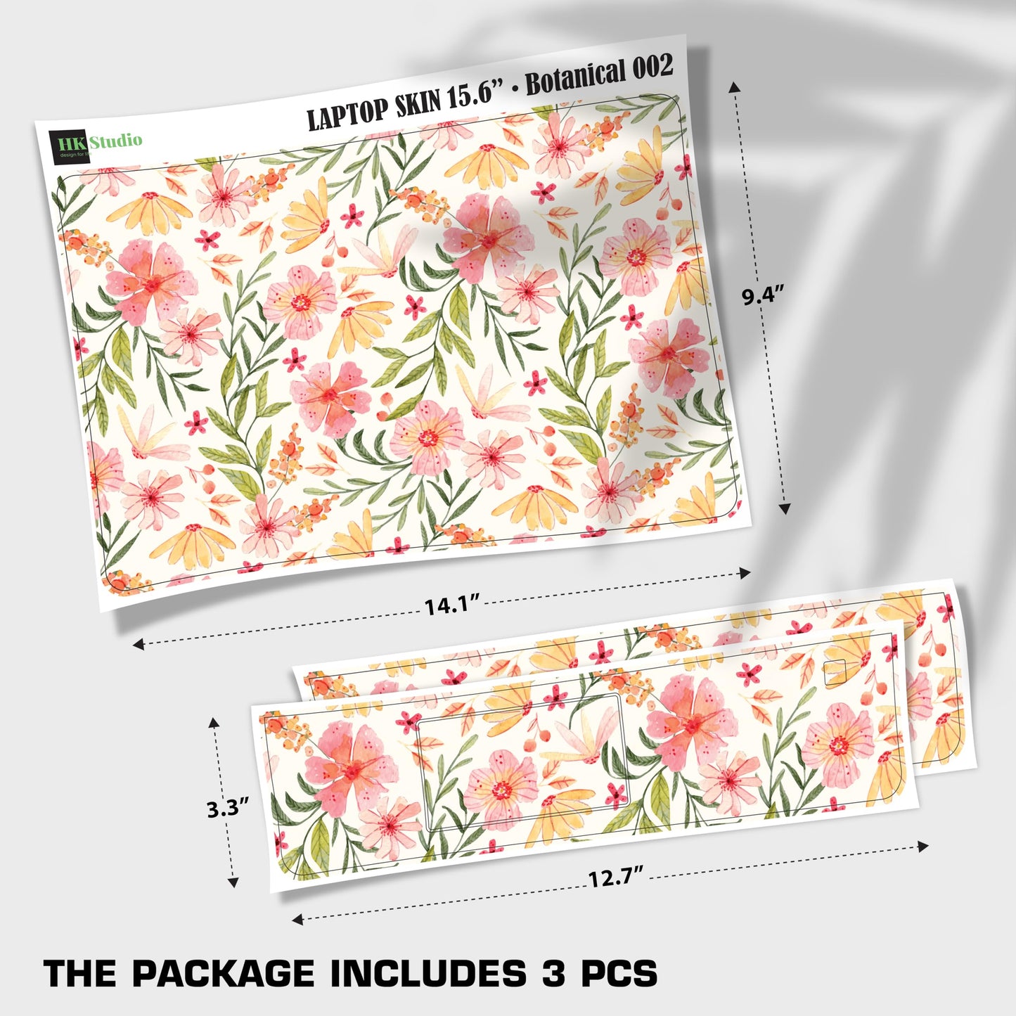 Laptop Skin Decal HP 15.6" - Botanical, Laptop Cover Sticker, No Cutting Required, No Bubble, Waterproof, Scratch Resistant - Including Wide Screen and Wrist Pad