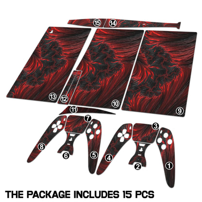 Skin Sticker for Game Console 5 Cover - Blood Hell, Compatible with Both Disc Edition & Digital Edition (not Slim Ver) - 2 Controller Skins & Console Skin - No Bubble, Full Protection, Removable