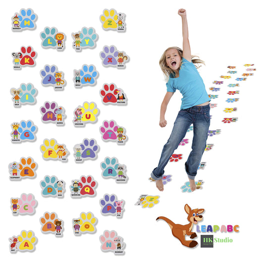 Classroom Decor Sensory Path Decals for Floor & Wall - Alphabet ABC Hop & Walk Footprint Hopscotch Floor Stickers for Boosting Gross Motor Skills