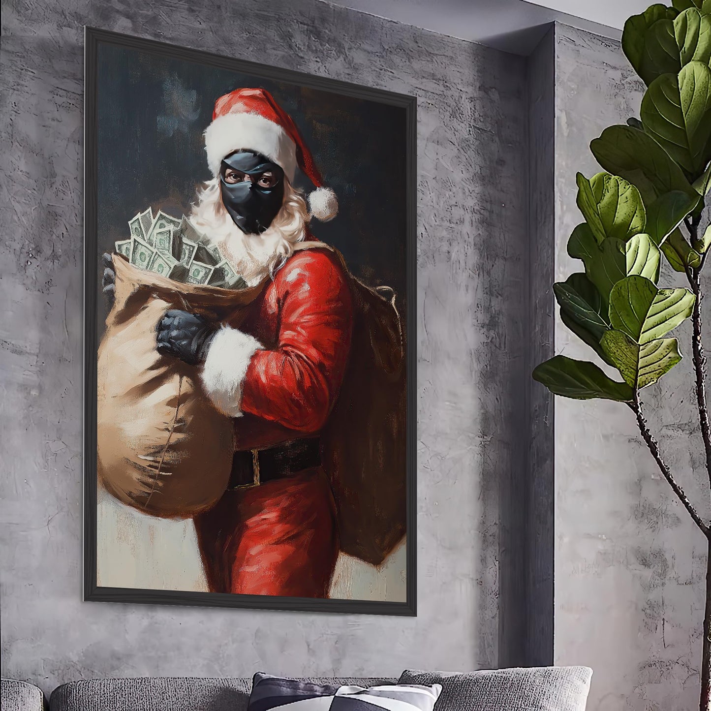 HK Studio Christmas Prints, Christmas Art, Funny Santa Thief - Funny Posters, Christmas Posters