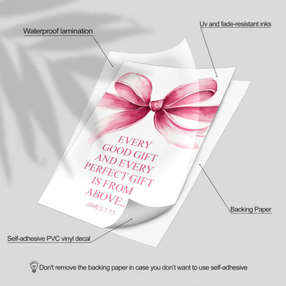 HK Studio Pink Bow Decor - Bible Verses Wall Decor, Posters for Room Decor Aesthetic, Unframed 48 Pcs 4" x 6"