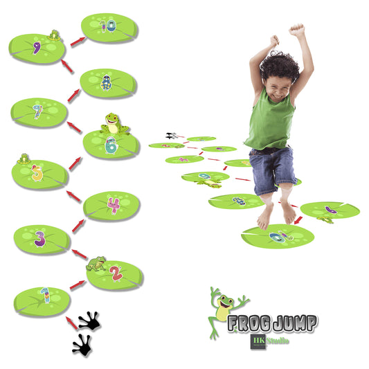 Classroom Decor Sensory Path Decals for Floor & Wall - Number Frog Hopscotch Floor Stickers for Boosting Gross Motor Skills