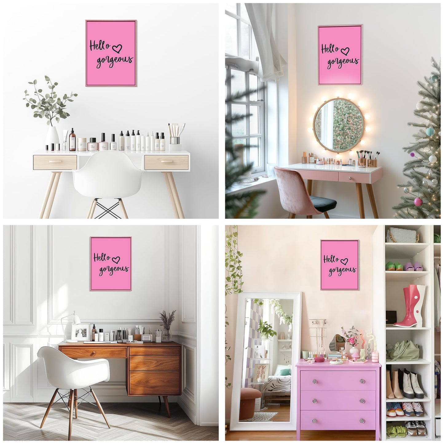 HK Studio Room Decor for Teen Girls - Hello Gorgeous Pink Room Decor