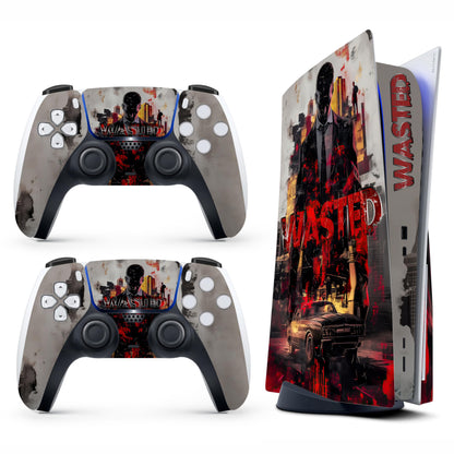 Skin Sticker for Game Console 5 Cover - Gangster, Compatible with Both Disc Edition & Digital Edition (not Slim Ver) - 2 Controller Skins & Console Skin - No Bubble, Removable