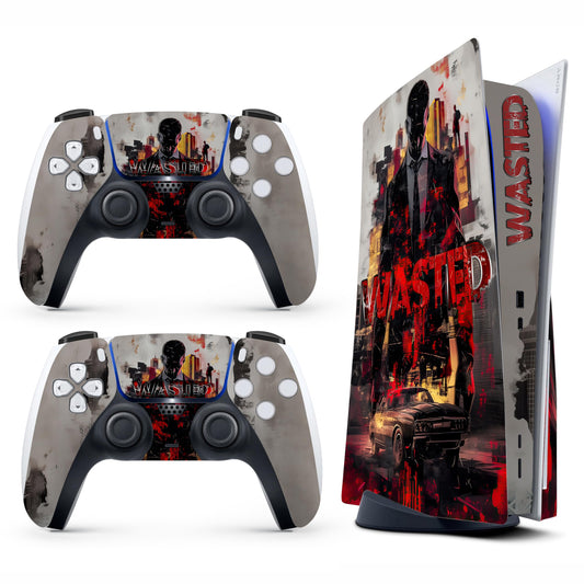 Skin Sticker for Game Console 5 Cover - Gangster, Compatible with Both Disc Edition & Digital Edition (not Slim Ver) - 2 Controller Skins & Console Skin - No Bubble, Removable