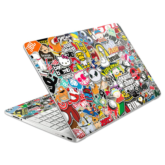 Laptop Skin Decal HP 14" - Sticker Bomb Laptop Cover Sticker No Cutting Required, No Bubble, Waterproof, Scratch Resistant - Including Wide Screen and Wrist Pad