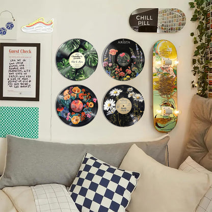 HK Studio Hippie Decor, Posters for Room Aesthetic, Vintage Retro - Record Decor, Music Themed Party Decorations, 4 Pcs 12"