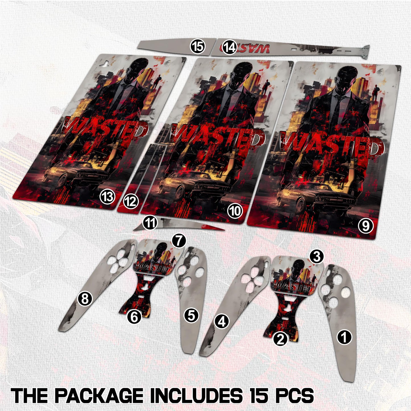 Skin Sticker for Game Console 5 Cover - Gangster, Compatible with Both Disc Edition & Digital Edition (not Slim Ver) - 2 Controller Skins & Console Skin - No Bubble, Removable