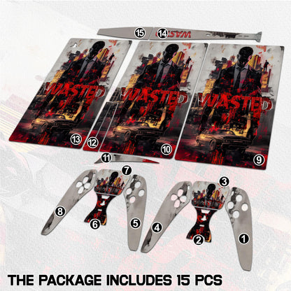 Skin Sticker for Game Console 5 Cover - Gangster, Compatible with Both Disc Edition & Digital Edition (not Slim Ver) - 2 Controller Skins & Console Skin - No Bubble, Removable