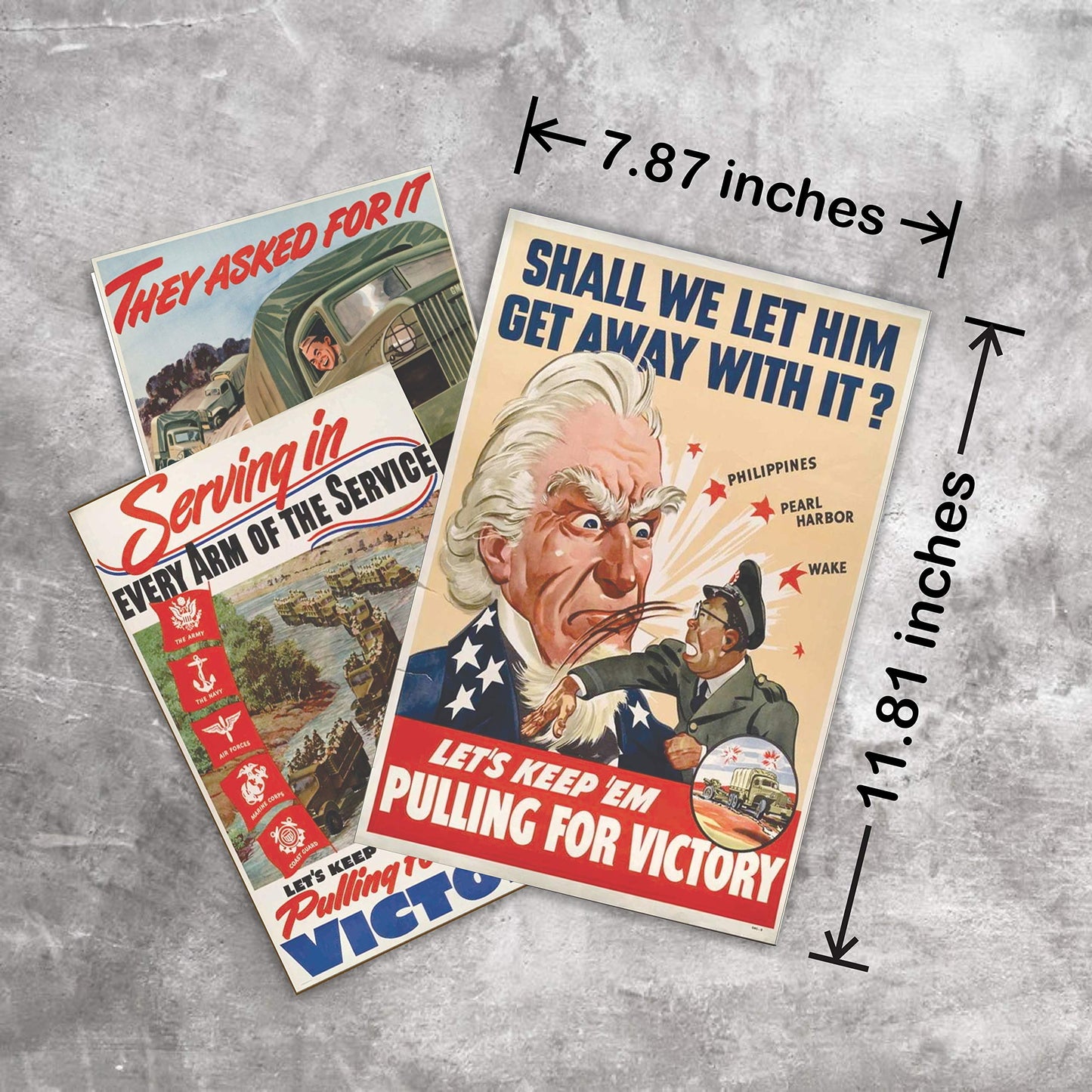 HK Studio WW2 Vintage Posters Decal - WW2 Propaganda Posters for Bedroom, Pub, Bar - WWII Retro Poster for Man Cave - Vintage WW2 Recruitment Posters - WWII Vintage Art Prints - Pack 12