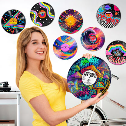HK Studio Hippie Decor, Posters for Room Aesthetic, Sci-Fi - Record Decor, Music Themed Party Decorations, 4 Pcs 12"
