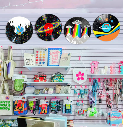 HK Studio Hippie Decor, Posters for Room Aesthetic, Galaxy - Record Decor, Music Themed Party Decorations, 4 Pcs 12"