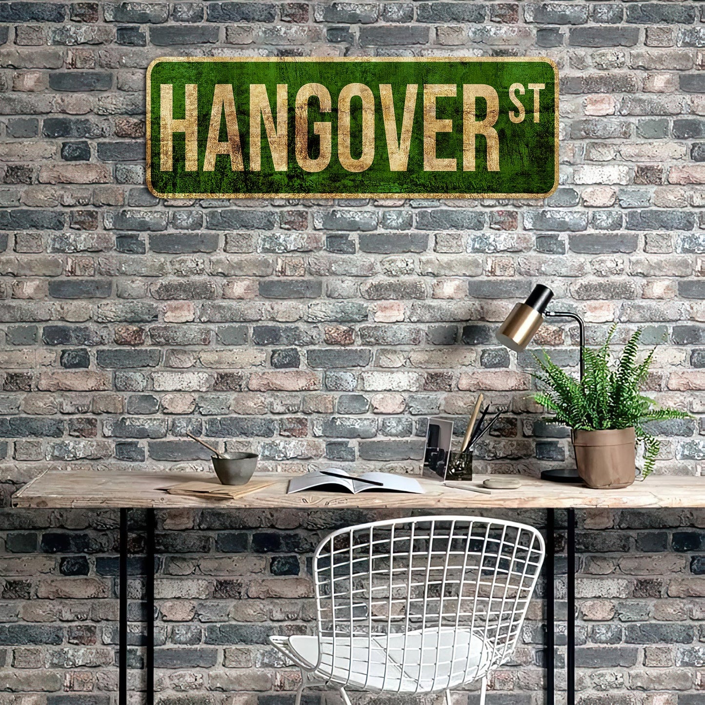 HK Studio Bar Sign Funny Street Sign - Hangover St Funny Bar Decor, Bar Signs for Home Bar Wall