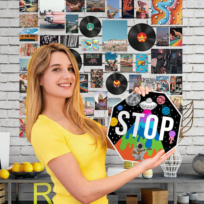 Hippie Decor, Galaxy Stop Sign - Trippy Room Decor, 13" x 13"