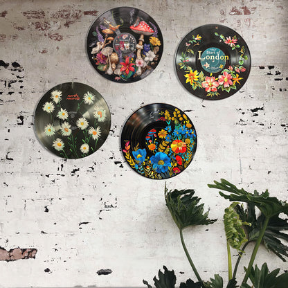 HK Studio Hippie Decor, Posters for Room Aesthetic - Botanical Wall Art, Record Decor, 4 Pcs 12"