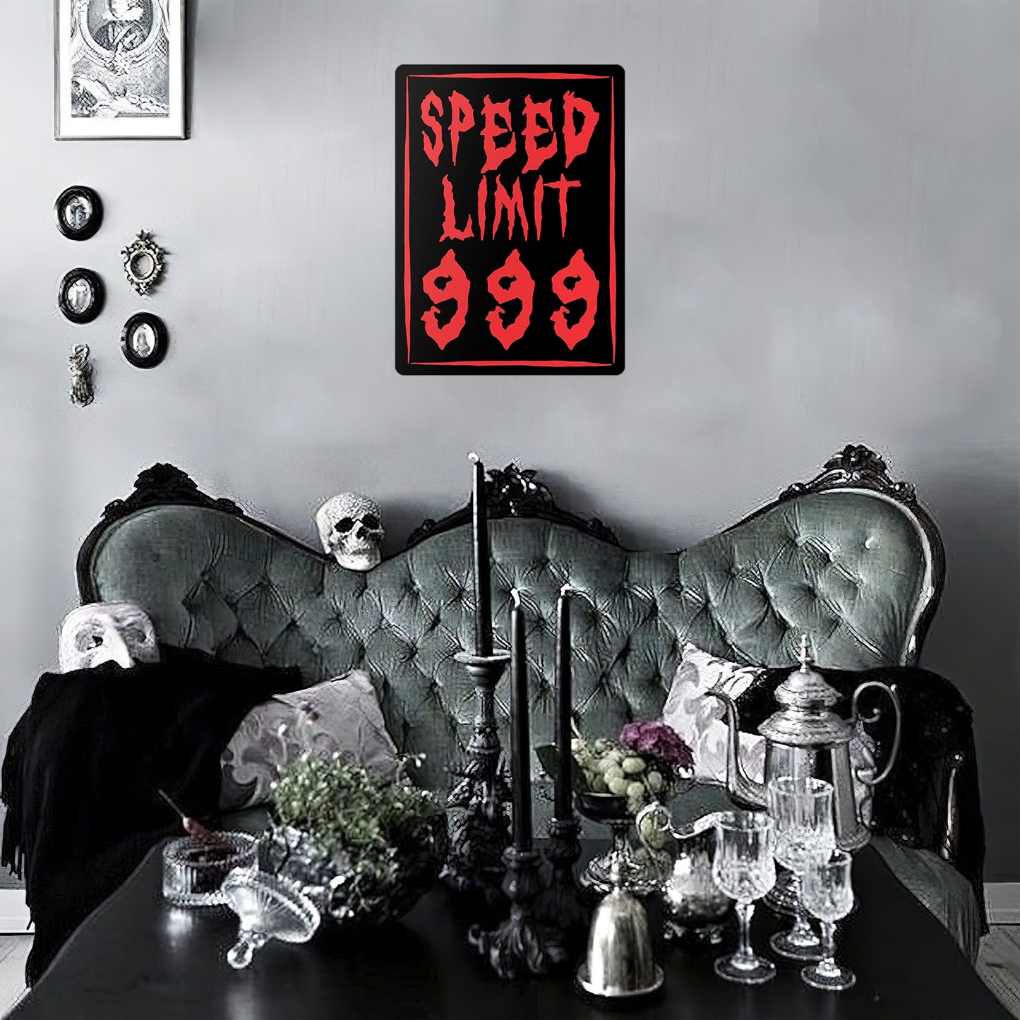 HK Studio Horror Gothic Decor Emo Grunge 11" x 17" - Speed Limit 999 for Bedroom, Dorm, Teen Room - Cool Room Decor Aesthetic