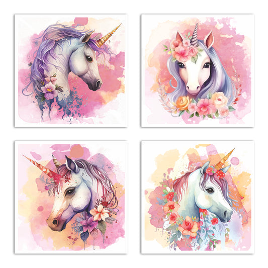 HK Studio Unicorn Bedroom Decor for Girls Posters 13" x 13" Pack 4 - Unicorn Wall Decor, Unicorn Room Decor for Teen Girls