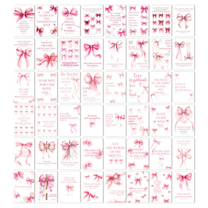 HK Studio Pink Bow Decor - Bible Verses Wall Decor, Posters for Room Decor Aesthetic, Unframed 48 Pcs 4" x 6"
