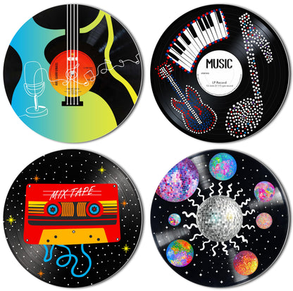 HK Studio Hippie Decor, Posters for Room Aesthetic - Record Decor, Music Themed Party Decorations, 4 Pcs 12"