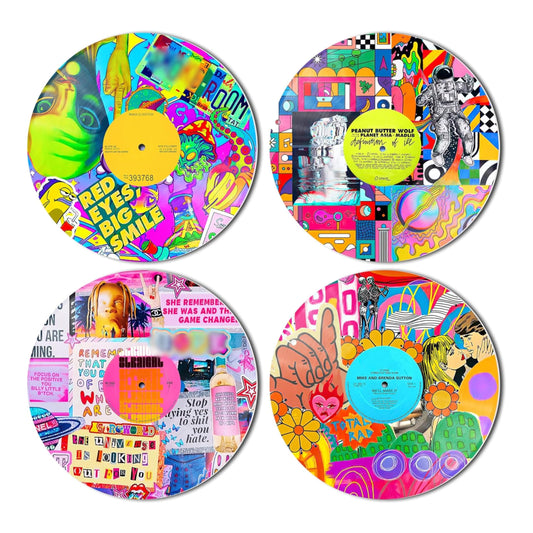 HK Studio Records Hippie Room Decor Aesthetic 12" Pack 4 - Dorm Decor, Hypebeast Room Decor