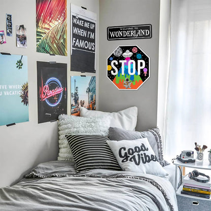 Hippie Decor, Galaxy Stop Sign - Trippy Room Decor, 13" x 13"