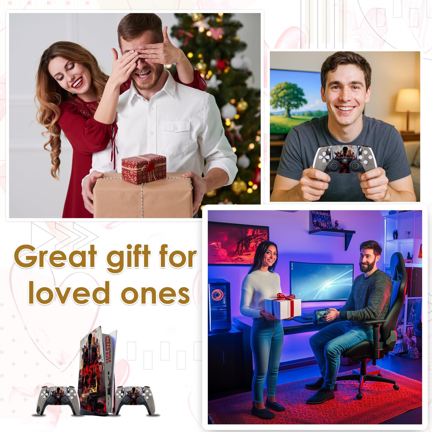 Skin Sticker for Game Console 5 Cover - Gangster, Compatible with Both Disc Edition & Digital Edition (not Slim Ver) - 2 Controller Skins & Console Skin - No Bubble, Removable