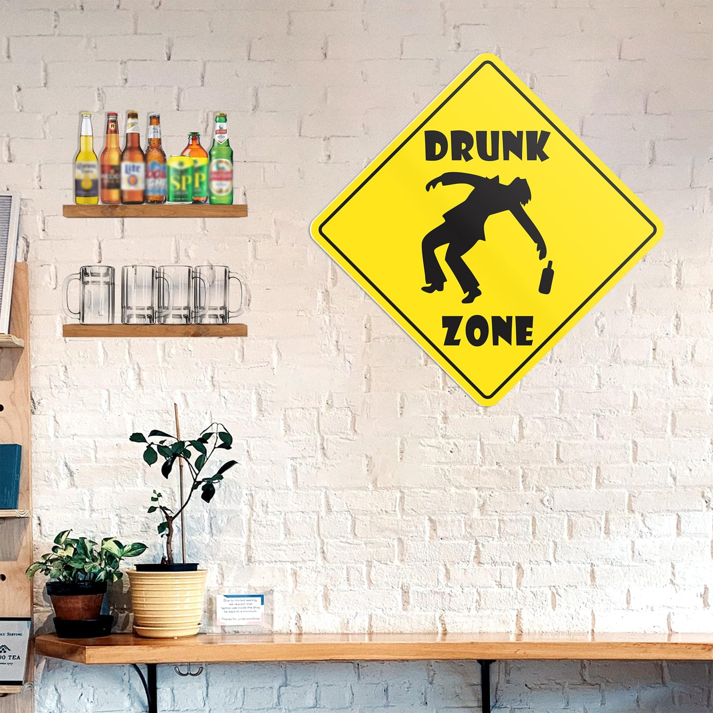 HK Studio Funny Street Sign for Man Cave 11" x 11" - Drunk Zone Bar Decor, Dorm Decor, Hippie Room Decor Aesthetic, Funky Decor