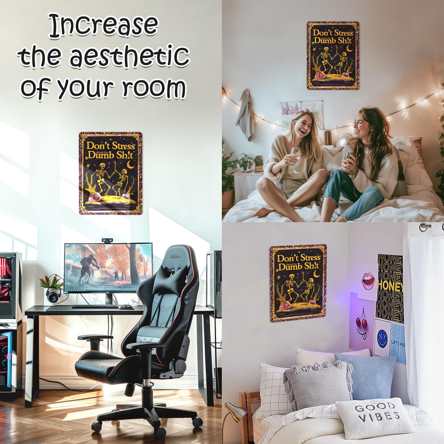 HK Studio Hippie Room Decor Posters - Don't Stress Hippie Decor, Hippie Wall Decor