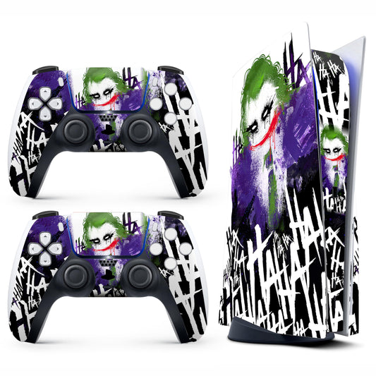 Skin Sticker for Game Console 5 Cover - Clown Art, Compatible with Both Disc Edition & Digital Edition (not Slim Ver) - 2 Controller Skins & Console Skin - No Bubble, Full Protection, Removable