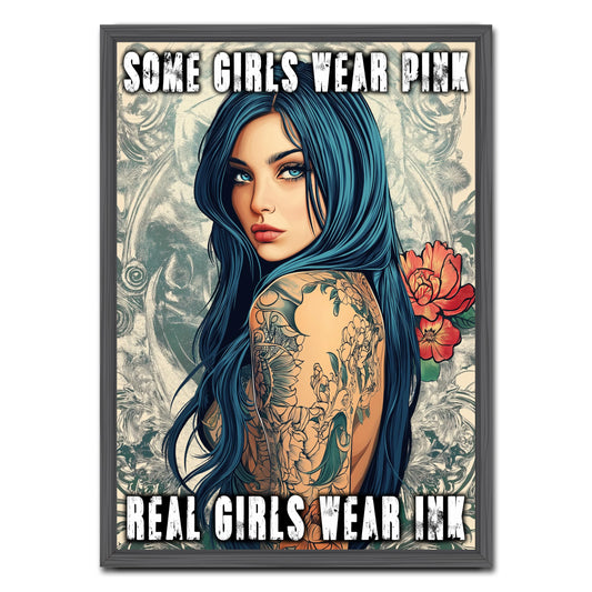 HK Studio Tattoo Decor Vintage Wall Art - Real Girls Wear Ink Tattoo Shop Decor, Tattoo Wall Art