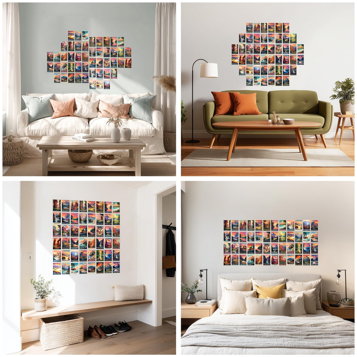 HK Studio Vintage National Park Posters - Vintage Travel Postcards, Unframed 48 Pcs 4" x 6"