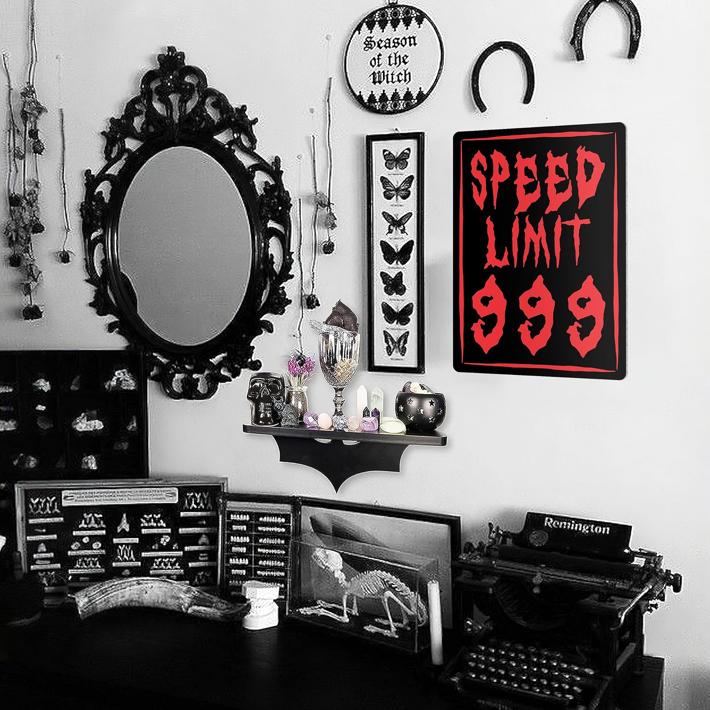 HK Studio Horror Gothic Decor Emo Grunge 11" x 17" - Speed Limit 999 for Bedroom, Dorm, Teen Room - Cool Room Decor Aesthetic