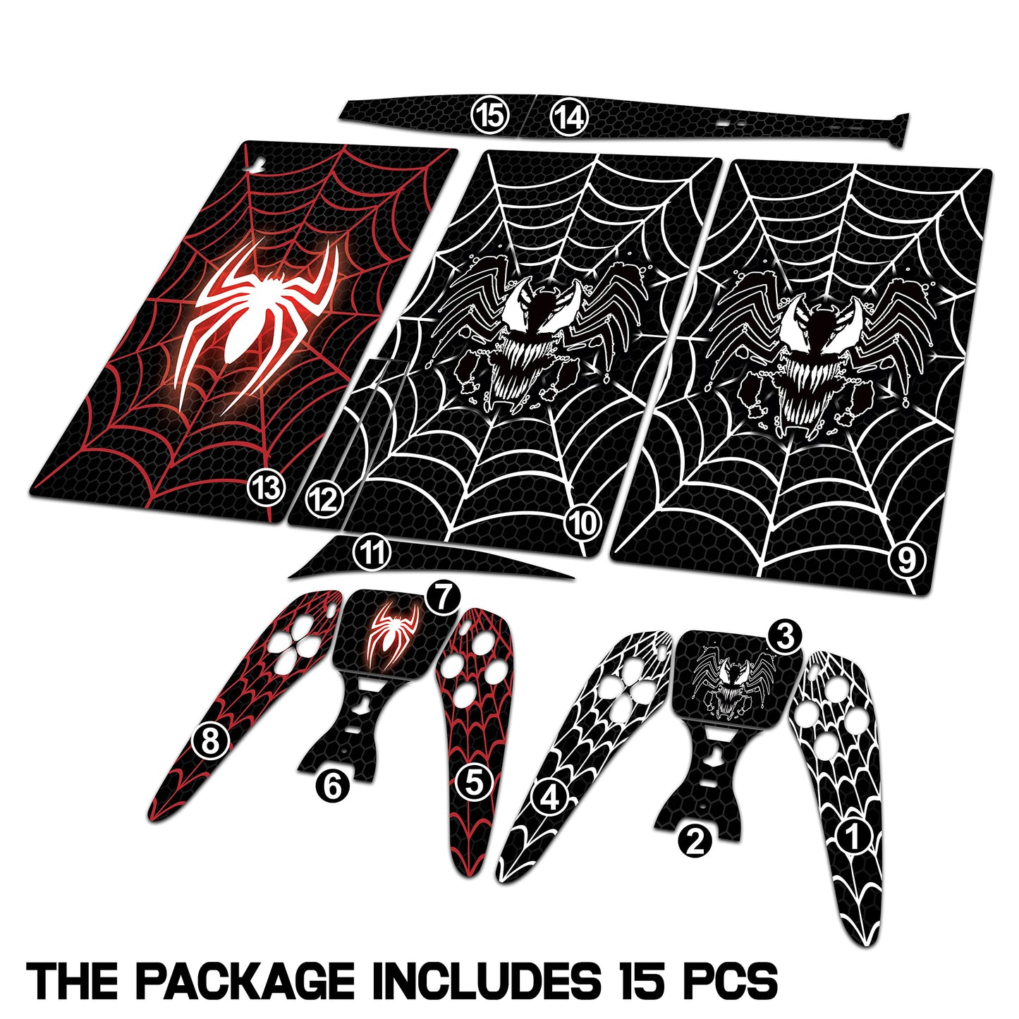 HK Studio Spider Web Decal Sticker Skin Specific Cover for Both PS5 Disc Edition and Digital Edition - Waterproof, No Bubble, Including 2 Controller Skins and Console Skin