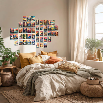 HK Studio Vintage National Park Posters - Vintage Travel Postcards, Unframed 48 Pcs 4" x 6"