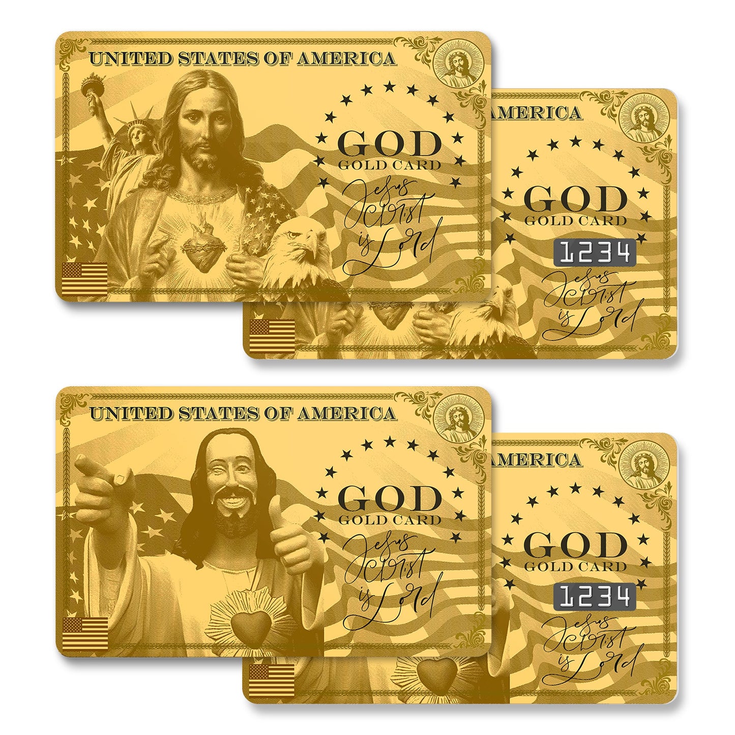 Credit Card Skin, Jesus Gold Card, 4 Pcs in 1 - Debit Card Skin, Bank, EBT, Metro, Key Card - Removable, Credit Card Sticker