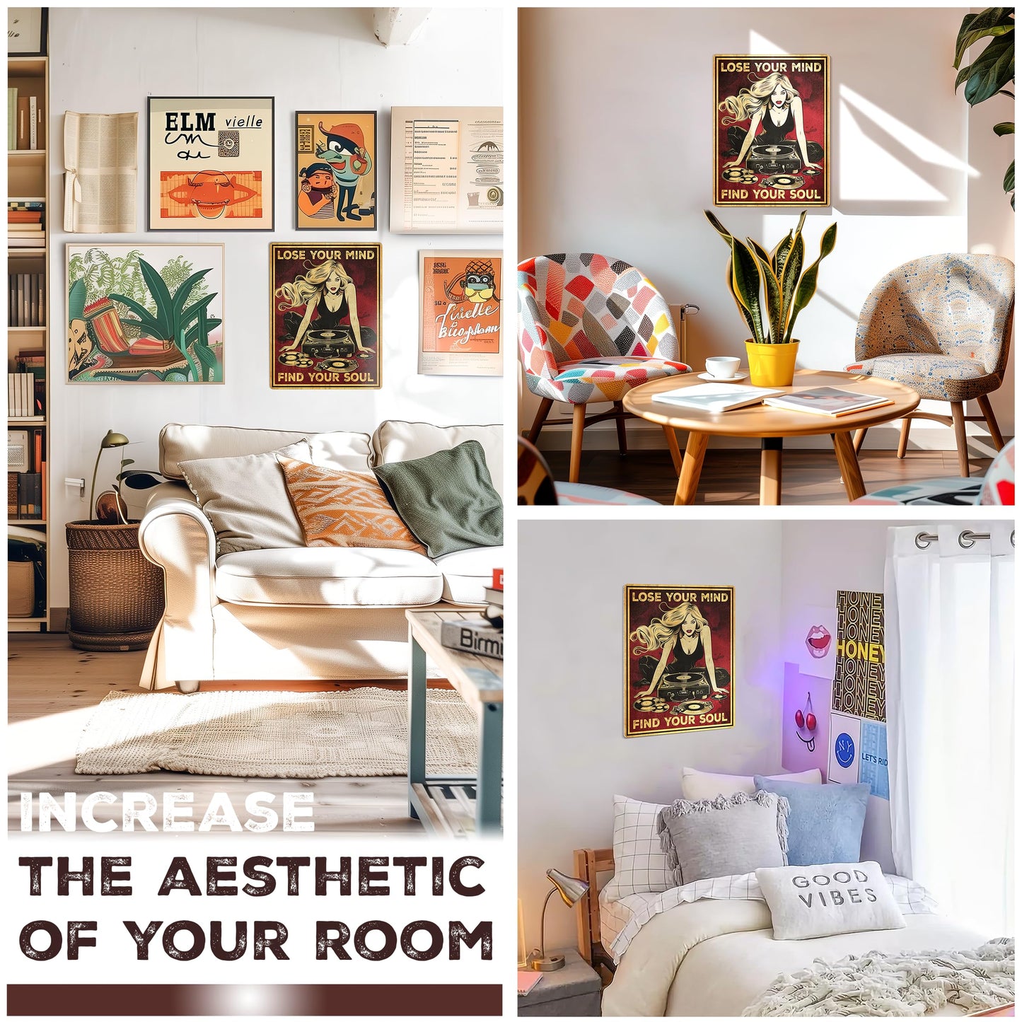 HK Studio Hippie Room Decor Posters - Lose Your Mind Find Your Soul Hippie Decor