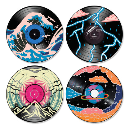 HK Studio Hippie Decor, Posters for Room Aesthetic, Supernatural - Record Decor, Music Themed Party Decorations, 4 Pcs 12"