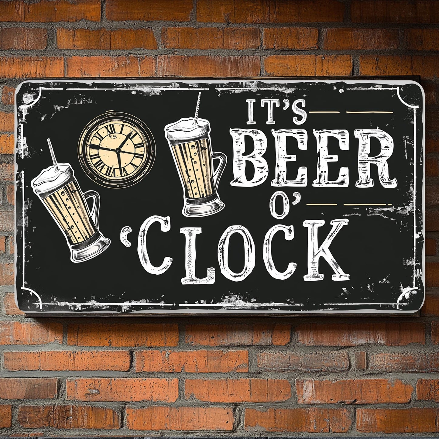 HK Studio Funny Bar Sign - It's Beer O'clock Bar Decor