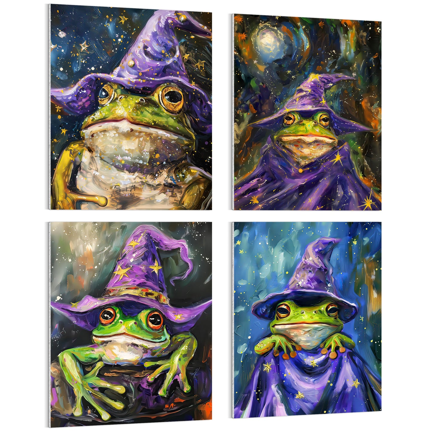 HK Studio Hippie Frog Wizard Aesthetic Posters 13" x 17" - Dorm Decor, Room Decor Aesthetic, Hippie Room Decor