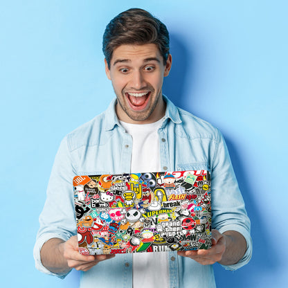 Laptop Skin Decal HP 14" - Sticker Bomb Laptop Cover Sticker No Cutting Required, No Bubble, Waterproof, Scratch Resistant - Including Wide Screen and Wrist Pad