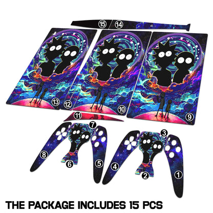 Skin Sticker for Game Console 5 Cover - Magic Portal, Compatible with Both Disc Edition & Digital Edition (not Slim Ver) - 2 Controller Skins & Console Skin - No Bubble, Full Protection, Removable