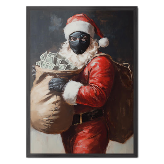 HK Studio Christmas Prints, Christmas Art, Funny Santa Thief - Funny Posters, Christmas Posters