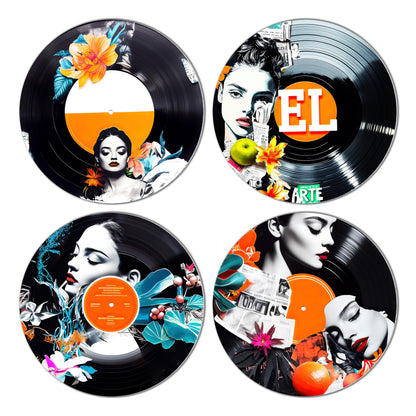 HK Studio Hippie Decor, Posters for Room Aesthetic, Pop Art - Record Decor, Music Themed Party Decorations, 4 Pcs 12"