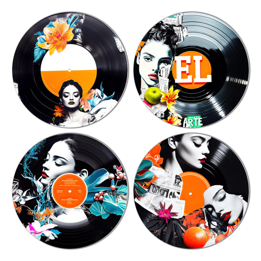 HK Studio Hippie Decor, Posters for Room Aesthetic, Pop Art - Record Decor, Music Themed Party Decorations, 4 Pcs 12"