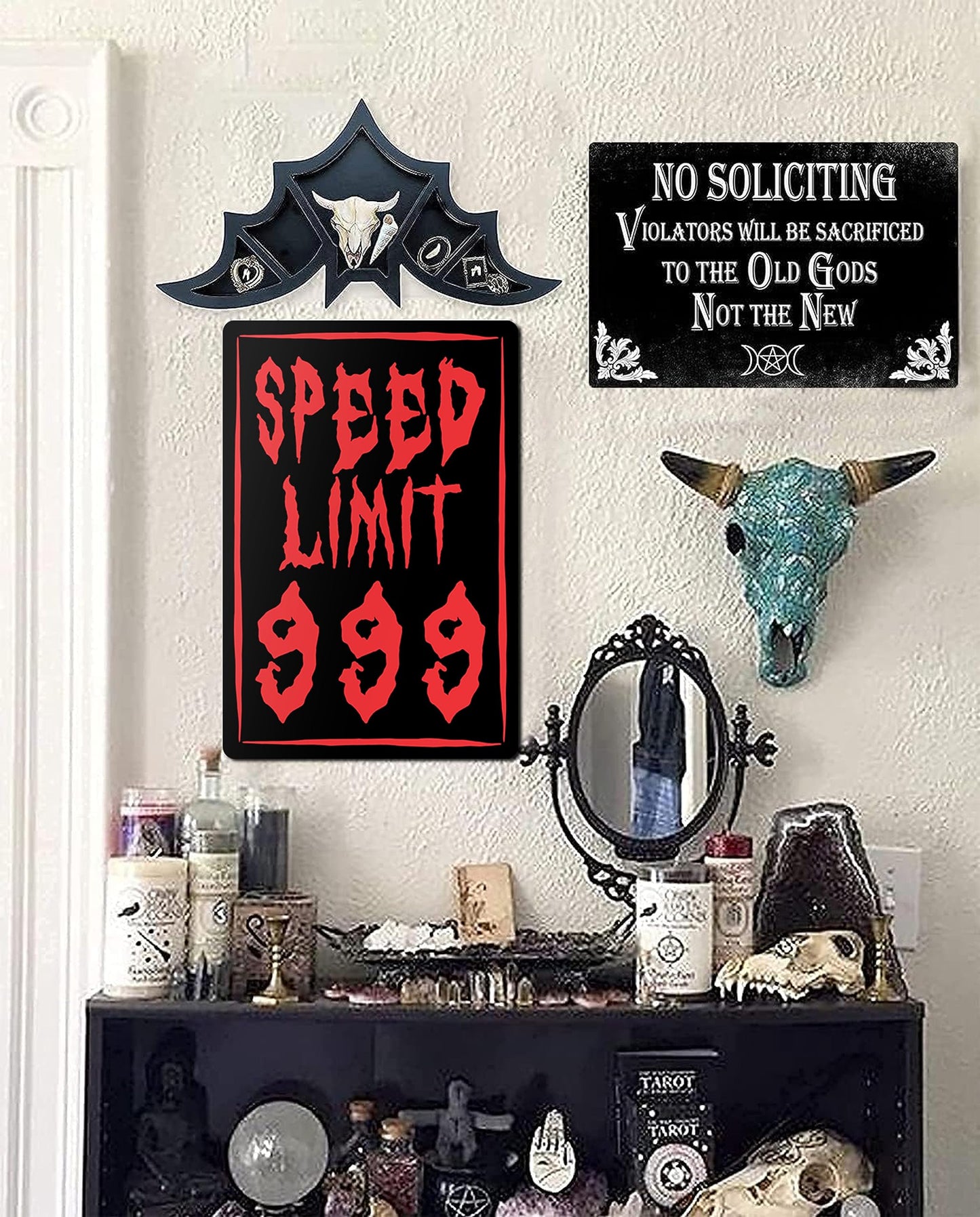 HK Studio Horror Gothic Decor Emo Grunge 11" x 17" - Speed Limit 999 for Bedroom, Dorm, Teen Room - Cool Room Decor Aesthetic