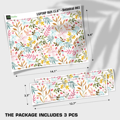 Laptop Skin Decal HP 15.6" - Botanical, Laptop Cover Sticker, No Cutting Required, No Bubble, Waterproof, Scratch Resistant - Including Wide Screen and Wrist Pad