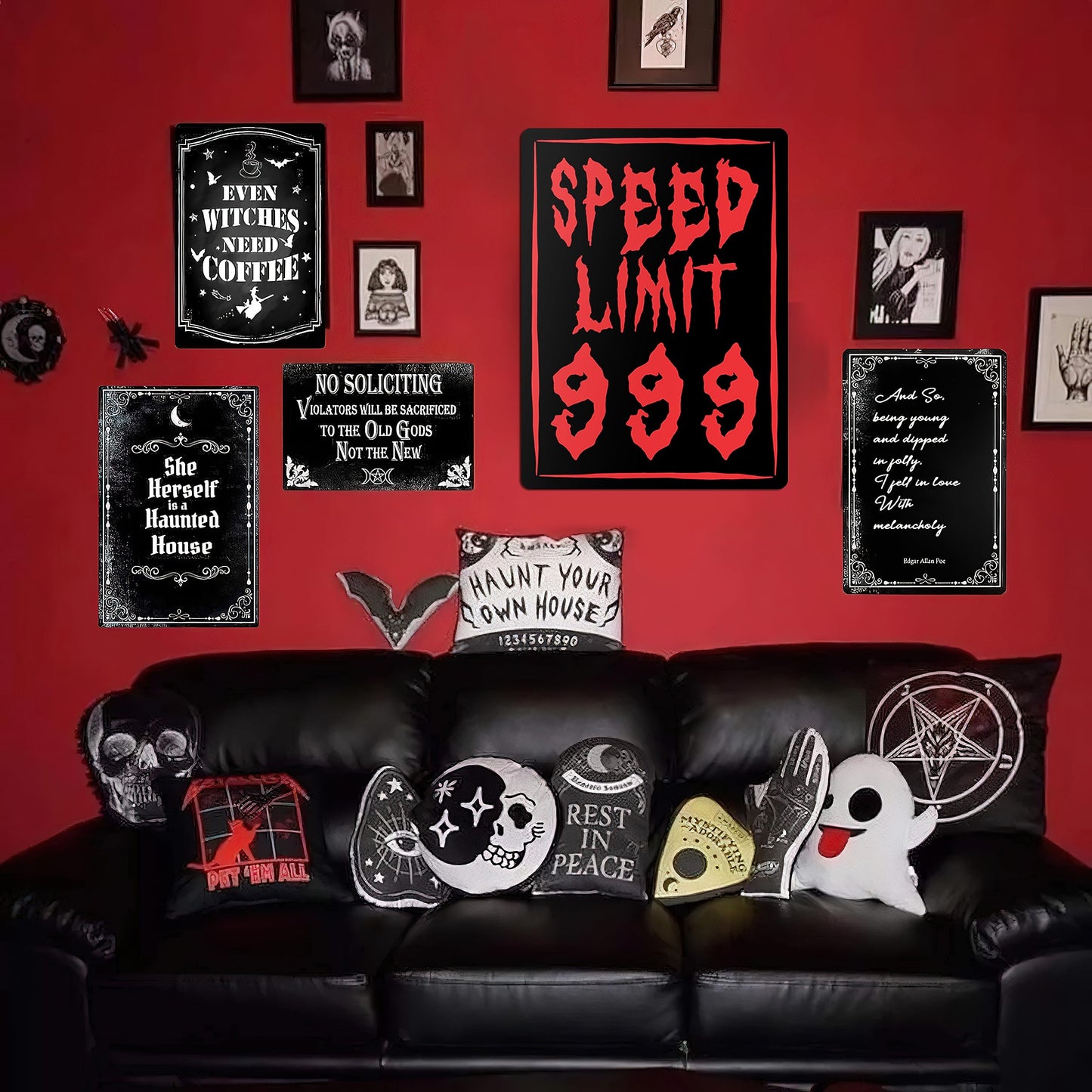 HK Studio Horror Gothic Decor Emo Grunge 11" x 17" - Speed Limit 999 for Bedroom, Dorm, Teen Room - Cool Room Decor Aesthetic