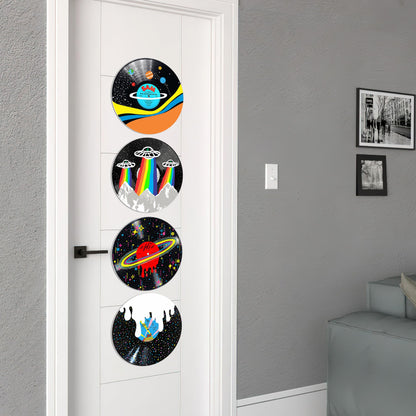 HK Studio Hippie Decor, Posters for Room Aesthetic, Galaxy - Record Decor, Music Themed Party Decorations, 4 Pcs 12"