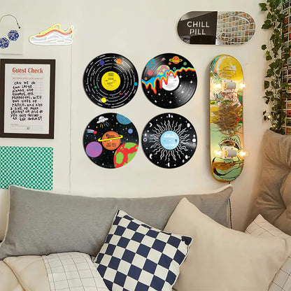 HK Studio Hippie Decor, Posters for Room Aesthetic - Record Decor, Music Themed Party Decorations, 4pcs 12"